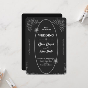 Simple Black and White wedding invitation card