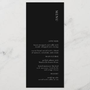 Simple Black and White Wedding Menu