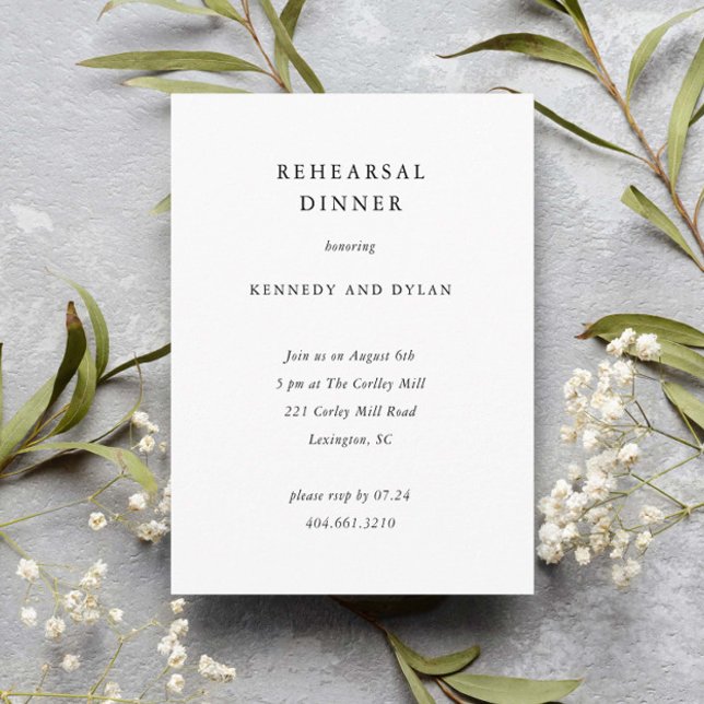 Simple Black and White Wedding Rehearsal Dinner Enclosure Card (Simple elegant typography wedding rehearsal dinner enclosure card.)