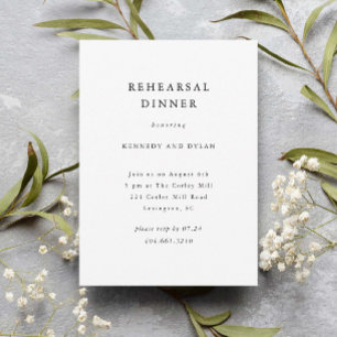 Simple Black and White Wedding Rehearsal Dinner Invitation