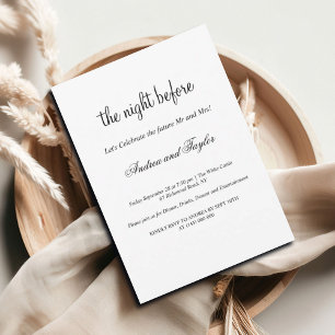 Simple Black and White Wedding Rehearsal Dinner  Invitation