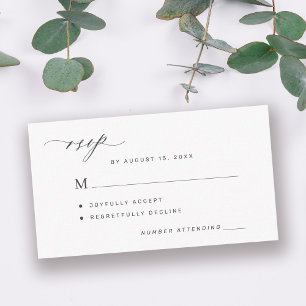 Simple black and white wedding RSVP Enclosure Card