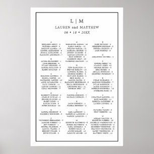 Simple Black and White Wedding Seating Chart
