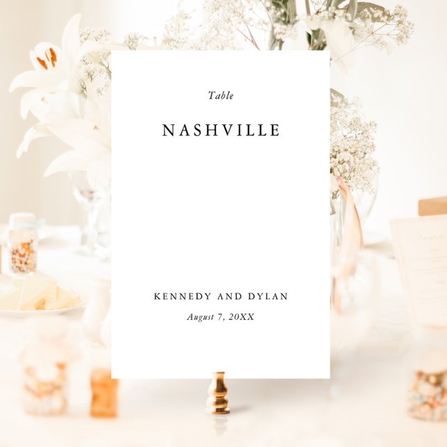 Simple Black and White Wedding  Table Number (Simple elegant typography wedding table number cards.)