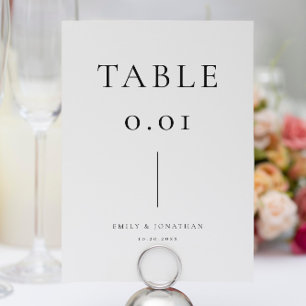 Simple Black and White Wedding Table Number