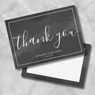 Simple Black And White Wedding Thank You Card