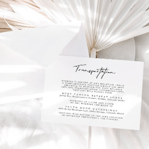 Simple Black and White Wedding Transportation Card