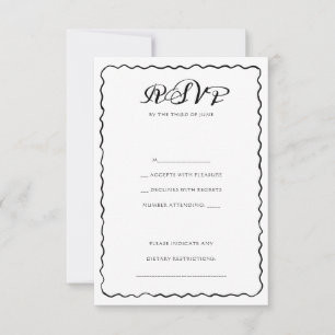 Simple Black and White Whimsical Frame Wedding RSVP Card