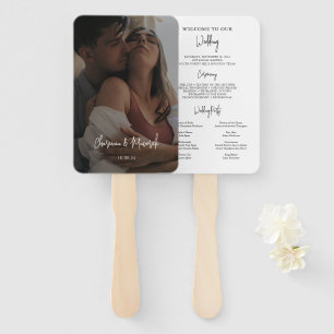 Simple Black and White With Photo Wedding Hand Fan