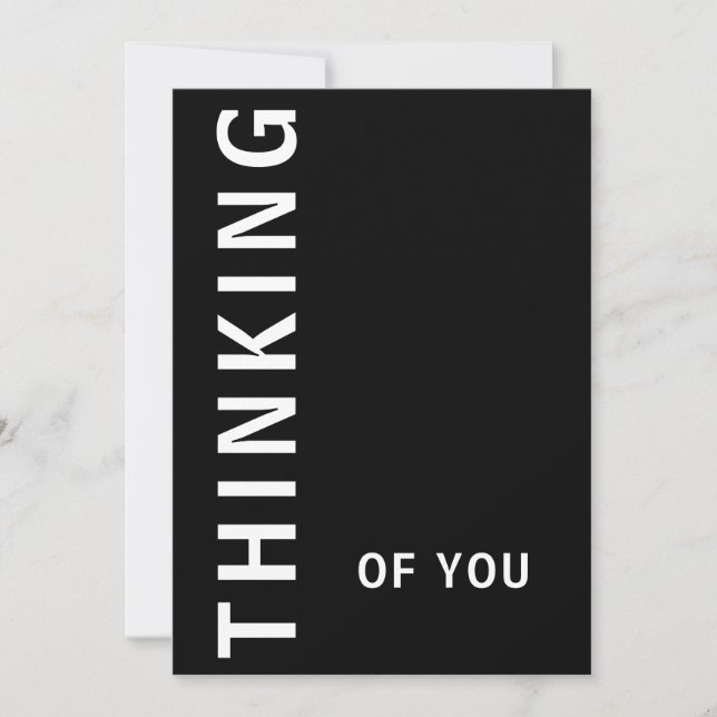 Simple black and white with thinking of you text holiday card (Front)