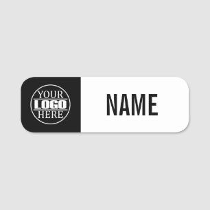 Simple Black And White Your Logo Here Name Tag