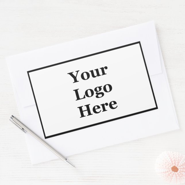 Simple Black and White Your Logo Here Template Rectangular Sticker (Envelope)