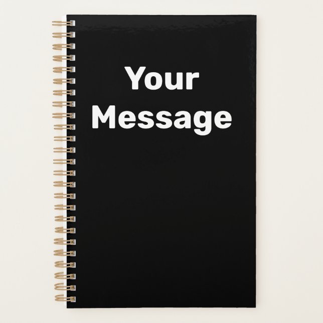 Simple Black and White Your Message Text Template Planner (Front)