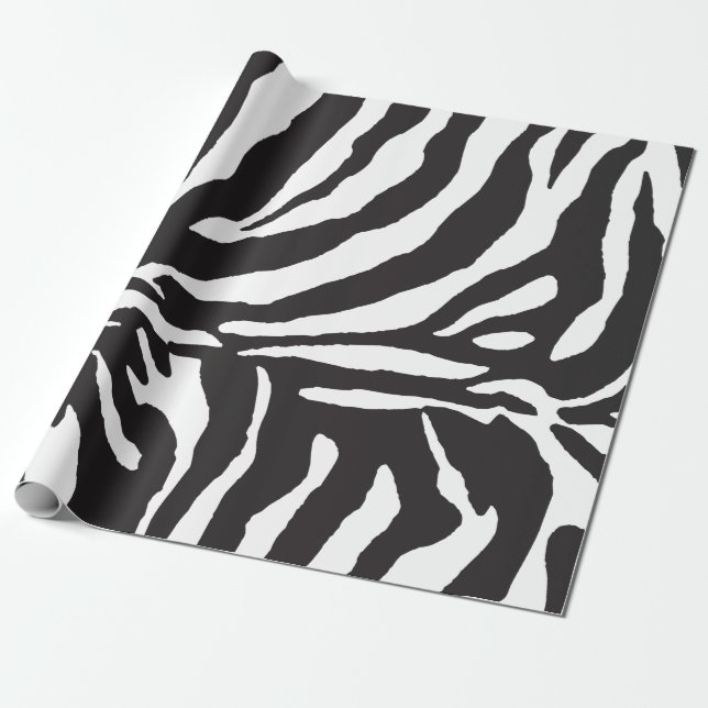 Simple Black and White Zebra Stripe Pattern Wrapping Paper (Unrolled)