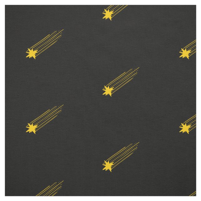 Simple Black and Yellow Shooting Star Pattern Fabric (Swatch)