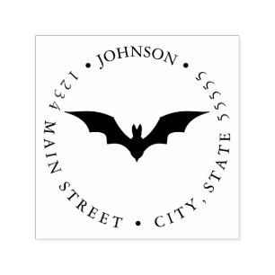 Simple Black Bat Silhouette Return Label Self-inking Stamp