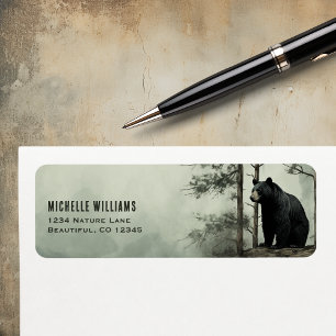 Simple Black Bear Rustic Woodland Forest Address Return Address Label