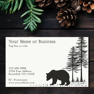 Simple Black Bear Rustic Woodland Forest Business Card