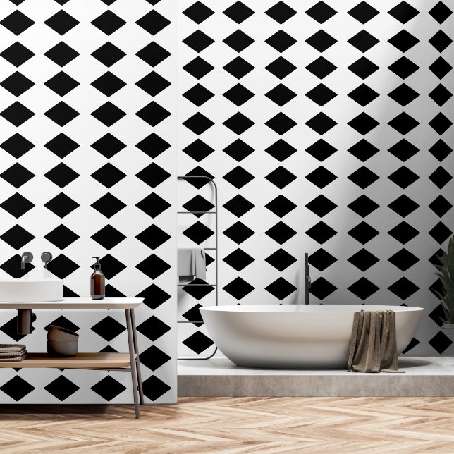 Simple Black Block White Background Wallpaper (Bathroom)