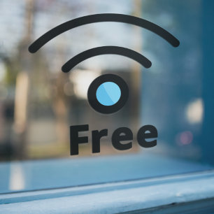 Simple Black & Blue Free WIFI Network Window Cling