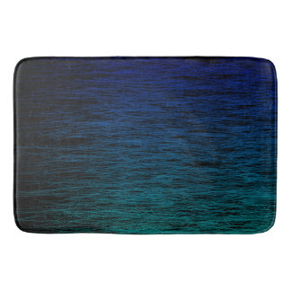 Simple Black Blue Teal Abstract Scribble Texture Bath Mat