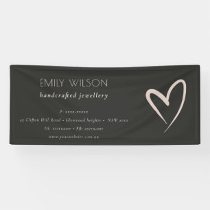 Simple Black Blush Heart Business Coorporate Banner