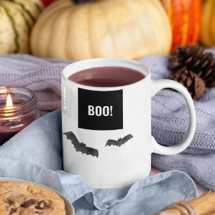 Simple Black Boo Happy Halloween Two-Tone Coffee Mug
