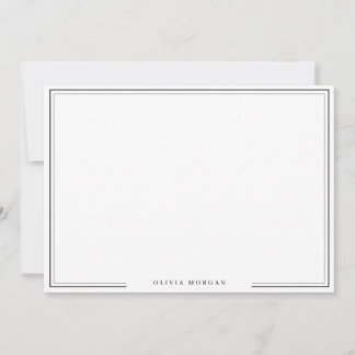 Simple Black Border Name Stationery  Card