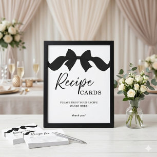 Simple Black Bow Recipe Cards Bridal Shower Sign