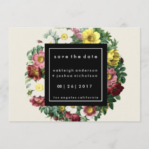 Simple Black Box Vintage Flower Save the Date