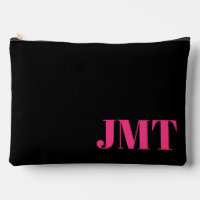 Simple Black Bright Pink and Orange Monogram
