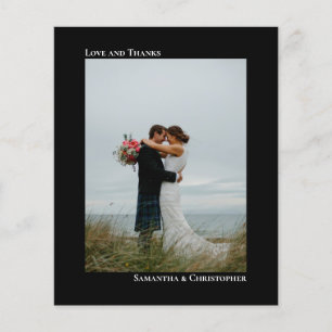 Simple Black BUDGET Wedding Photo Thank You Card
