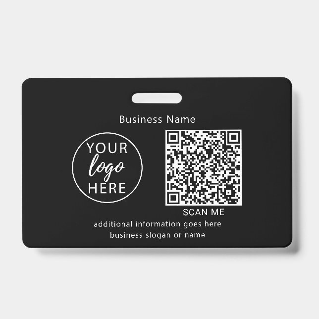 Simple Black Business Scannable ID Badge (Front)