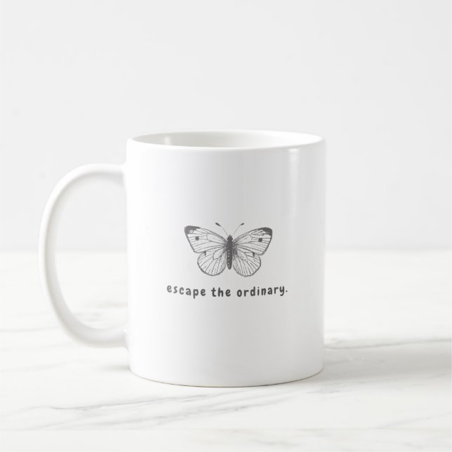 Simple Black Butterfly Pattern Coffee Cup (Left)