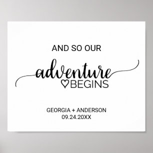 Simple Black Calligraphy Adventure Begins Sign