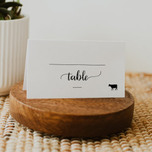 Simple Black Calligraphy Beef Meal Option Wedding Place Card