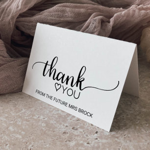 Simple Black Calligraphy Bridal Shower Thank You