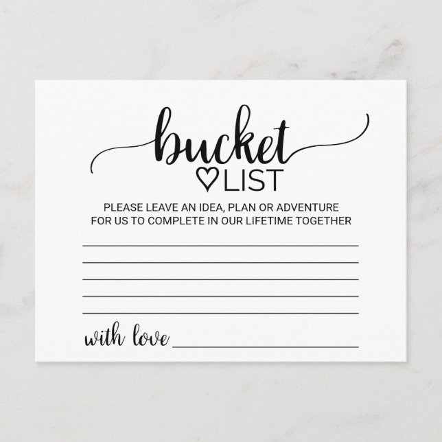 Simple Black Calligraphy Bucket List Cards (Front)