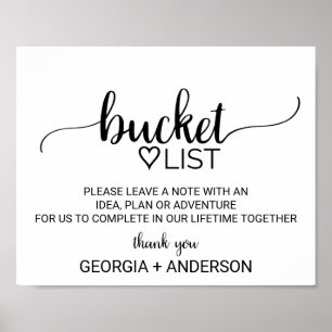 Simple Black Calligraphy Bucket List Sign