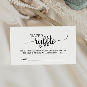 Simple Black Calligraphy Diaper Raffle Enclosure Card