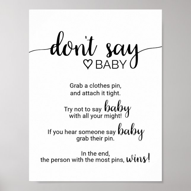 Simple Black Calligraphy Don't Say Baby Sign (Front)