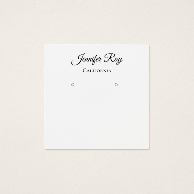 simple black calligraphy earring display cards (Front)