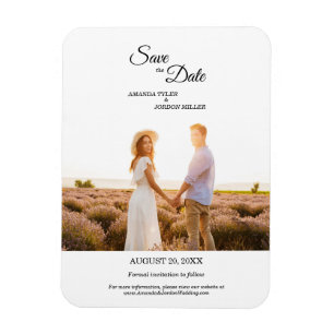 Simple Black Calligraphy Frame Photo Save the Date Magnet