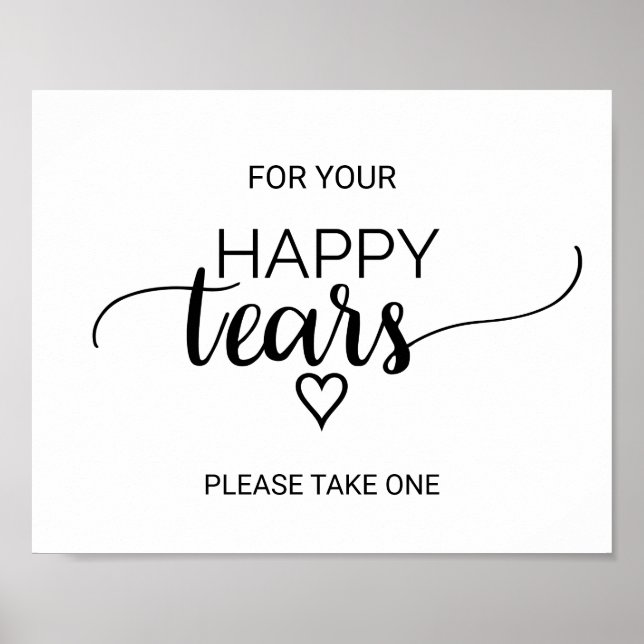Simple Black Calligraphy Happy Tears Tissue Sign (Front)