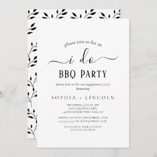 Simple Black Calligraphy "I Do BBQ" Engagement Invitation
