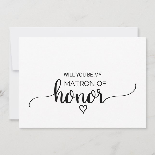 Simple Black Calligraphy Matron Of Honour Proposal Invitation (Front)