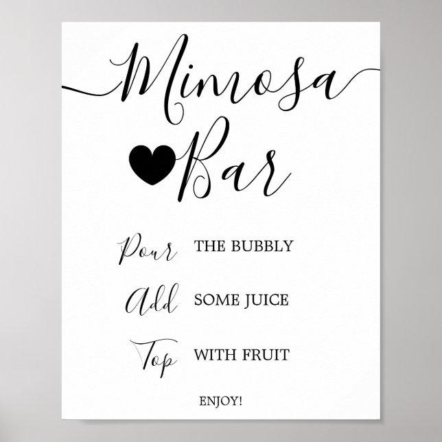 Simple Black Calligraphy Mimosa Bar Sign (Front)