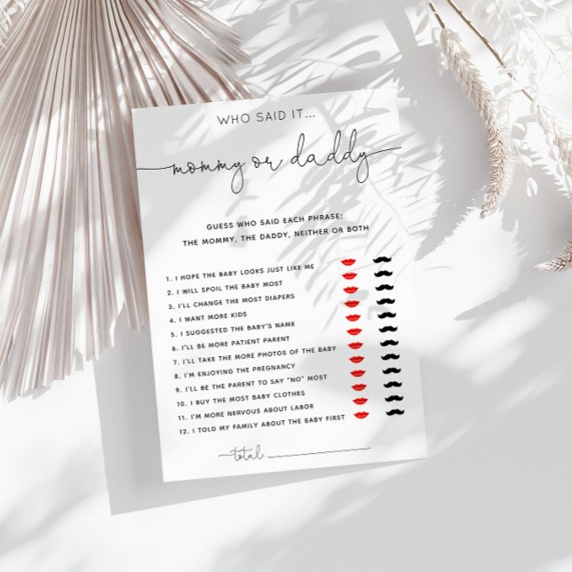 Simple Black Calligraphy Mummy or Daddy Game (Creator Uploaded)