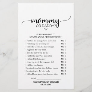 Simple Black Calligraphy Mummy or Daddy Game