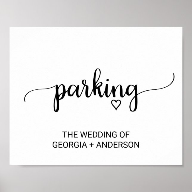 Simple Black Calligraphy Parking Sign (Front)